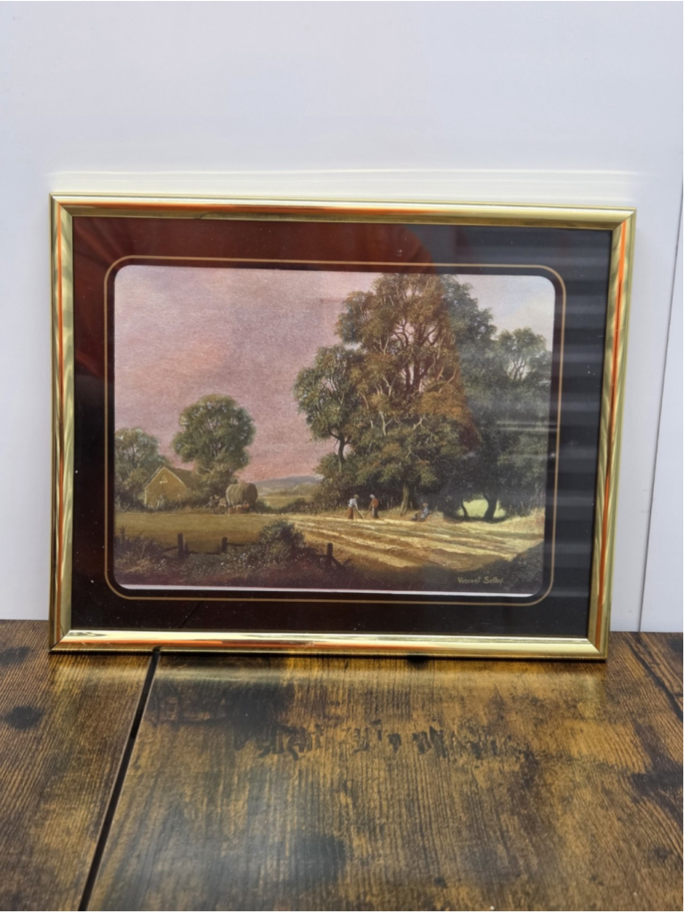 Vintage Foil Prints by Vincent Selby - A Country Harvest Scene Framed 8”x10”